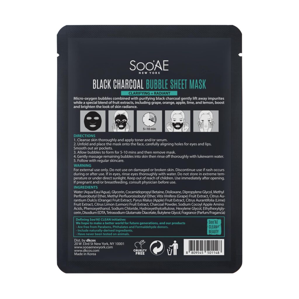 Soo AE Black Charcoal Bubble Sheet Mask JJ Gold International