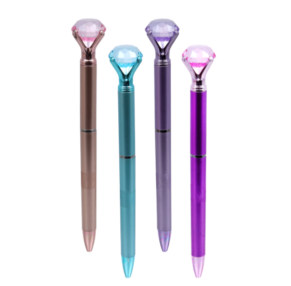 Matte Twistable Ballpoint Pens with Diamond Shaped Jewels - JJ Gold ...