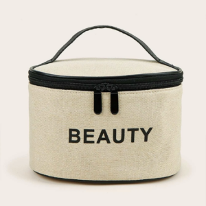 Letter Graphic Round Makeup Bag
