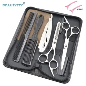 Kit Hairdressing Scissors Set With Barber Clips Razor Comb