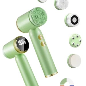 6 in 1 Face Brushes for Cleansing and Exfoliating ,Spin Facial Cleansing Brush with LED Display
